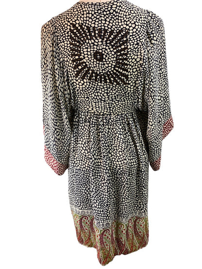 Small Tolani Women's Pullover Boho Lined Dress Kimono Sleeve Beaded Hem