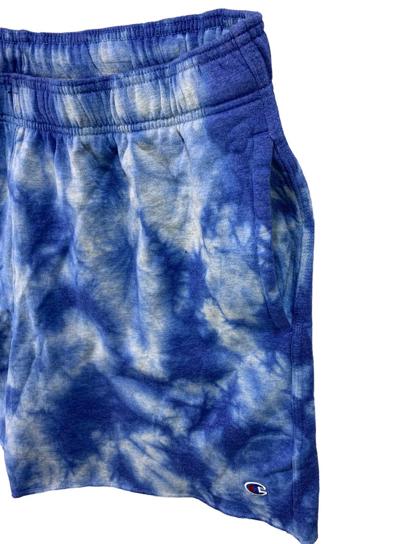 2XL Champion Men's Specialty Crush Pull On Blue Tie Dye Sweat Shorts Pockets