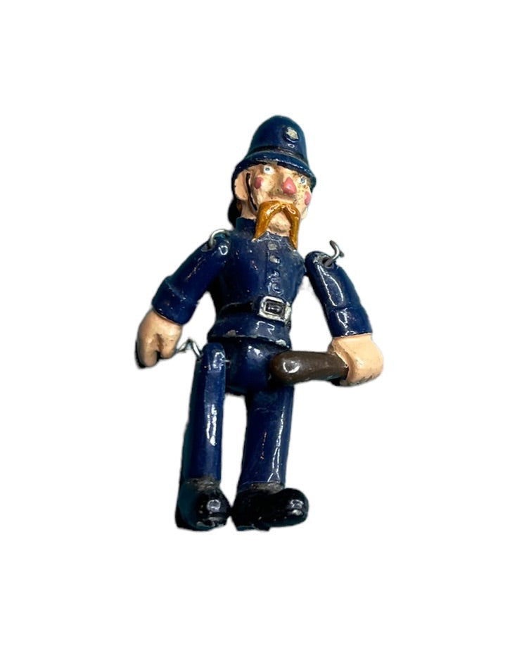 Vintage English British Policeman Jointed Metal Miniature 1.75" Articulated