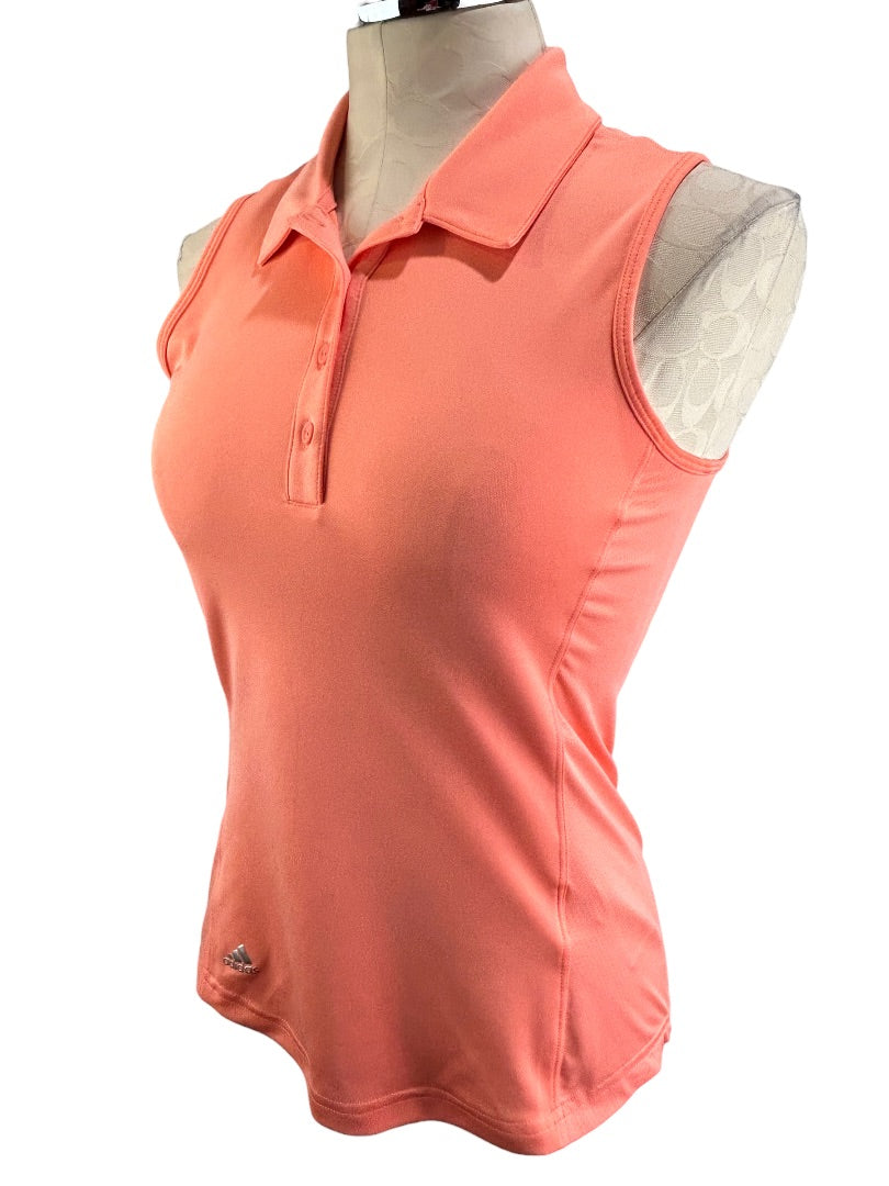 XS Adidas Women's Bright Peach Golf Polo Sleeveless