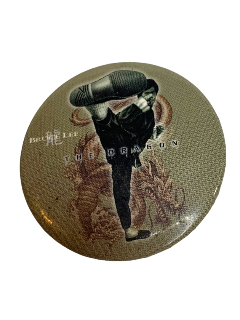 Set of 2 Bruce Lee Pinback Buttons "The Dragon" 1.75" Diameter