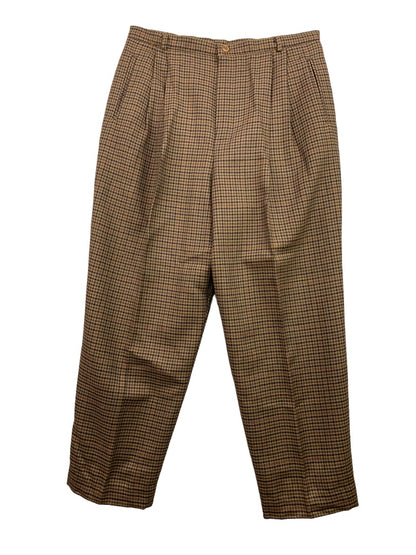 Size 14 Chelsea Campbell Women's Wool Dress Pants Brown Houndstooth Vintage