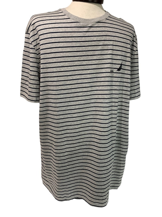 XXL Nautica Men's Striped Gray Navy Blue Short Sleeve Tshirt New