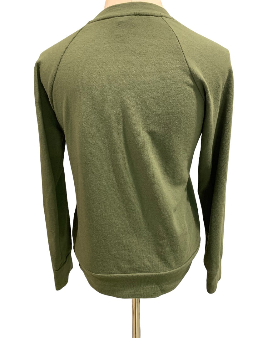 XS A.N.A. Women's Olive Green Lace Up Neckline Lightweight Sweatshirt