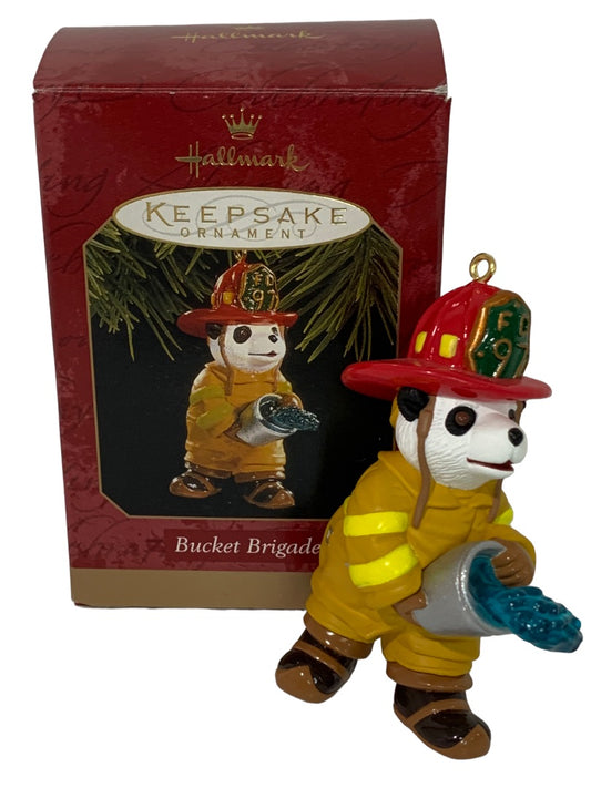 Hallmark Keepsake Ornament 1997 "Bucket Brigade" Panda Firefighter John Collin Francis