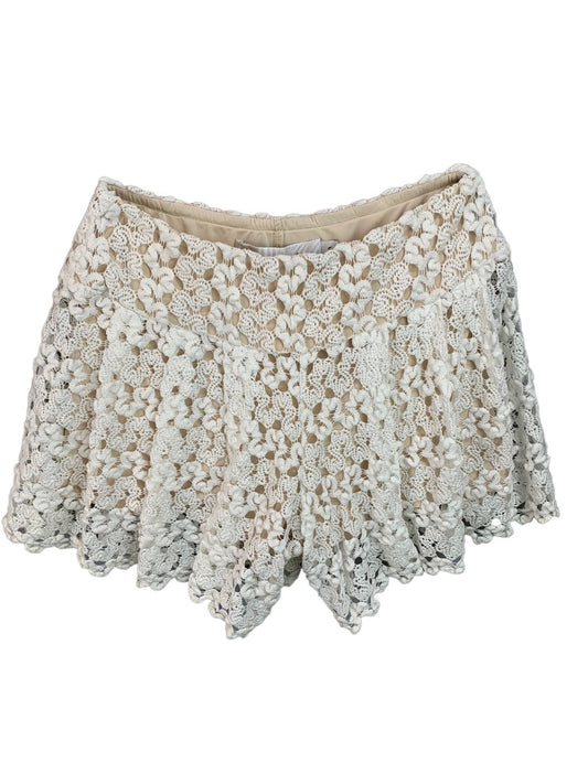 Small Women's White Lace Lined Shorts Gold Flecks Flowy Made in USA