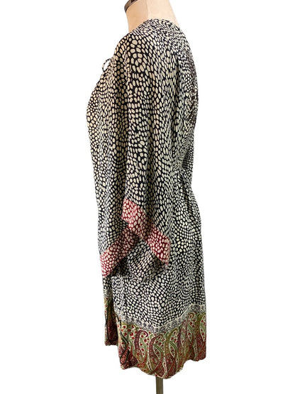 Small Tolani Women's Pullover Boho Lined Dress Kimono Sleeve Beaded Hem