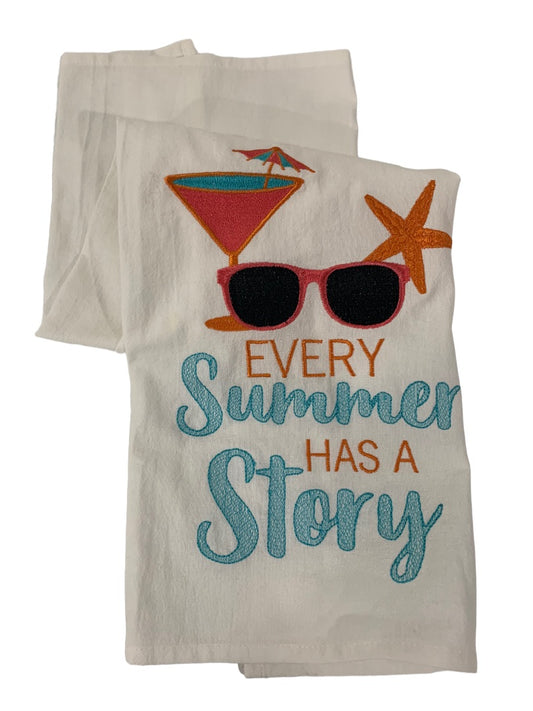 New "Every Summer Has a Story" Flour Sack Cotton Tea Towel 17" x 26"