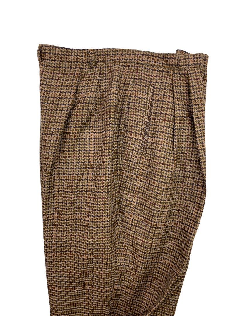 Size 14 Chelsea Campbell Women's Wool Dress Pants Brown Houndstooth Vintage