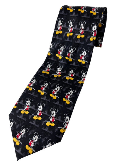 Mickey Unlimited Men's Silk Necktie Mickey Mouse Blacck 58" Length