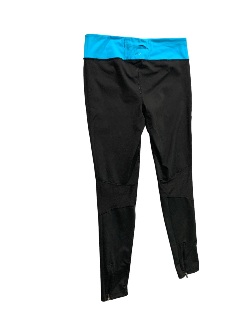 Small VSX Victoria's Secret Sport Leggings Black Teal Waistband Ankle Length 27 Inch Inseam