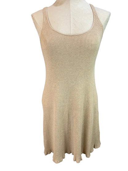 Small J.Crew Women's Tan Sculpted Rib Sleeveless Sweater Dress Style#BI279