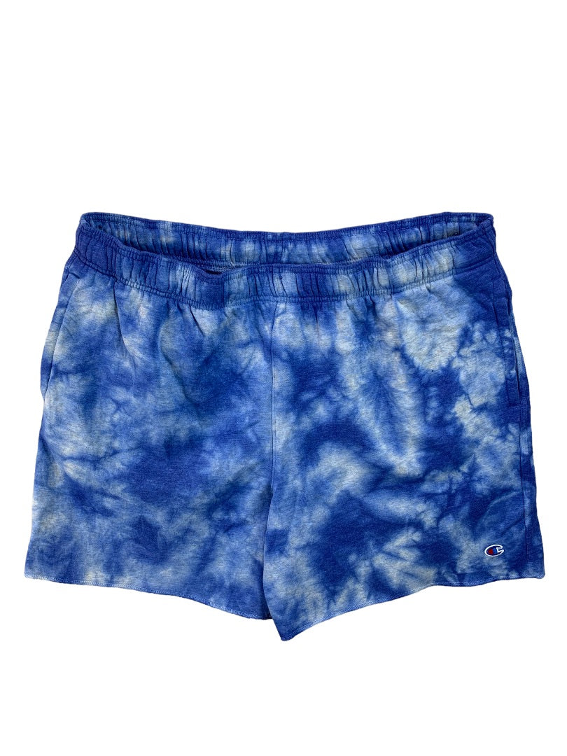 2XL Champion Men's Specialty Crush Pull On Blue Tie Dye Sweat Shorts Pockets