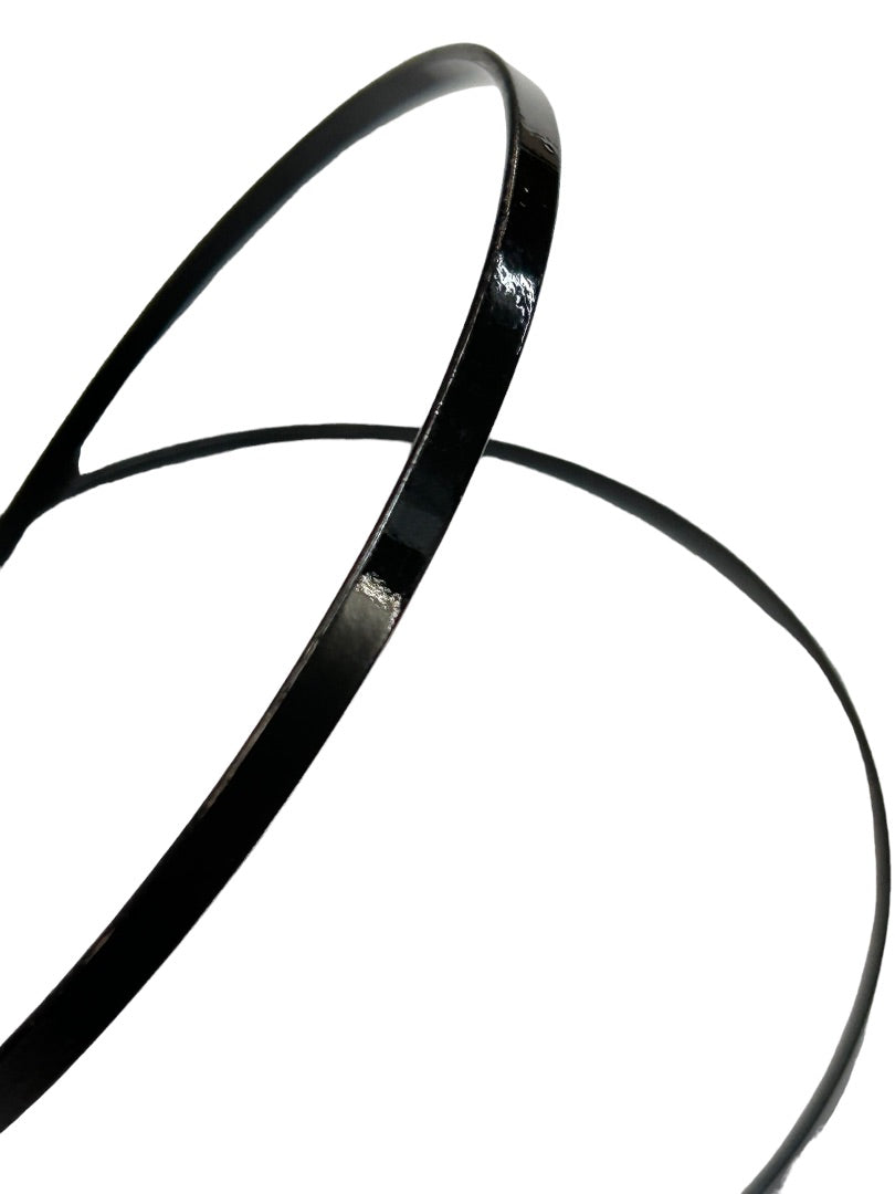 Set of 2 Smooth Black Metal Bangle Bracelets 2.5" Inside Diameter