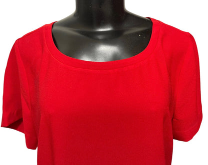 Medium Ann Taylor  Short Sleeve Round Neck Blouse Red Pullover