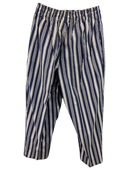 Medium Gap Women's Pull On Navy Blue White Stripe Pants Pockets Y2K