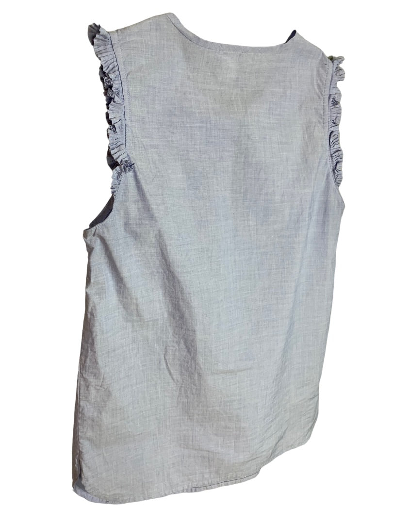 Size 00 J.Crew Women's Light Blue Cotton Margo Blouse Sleeveless G7708