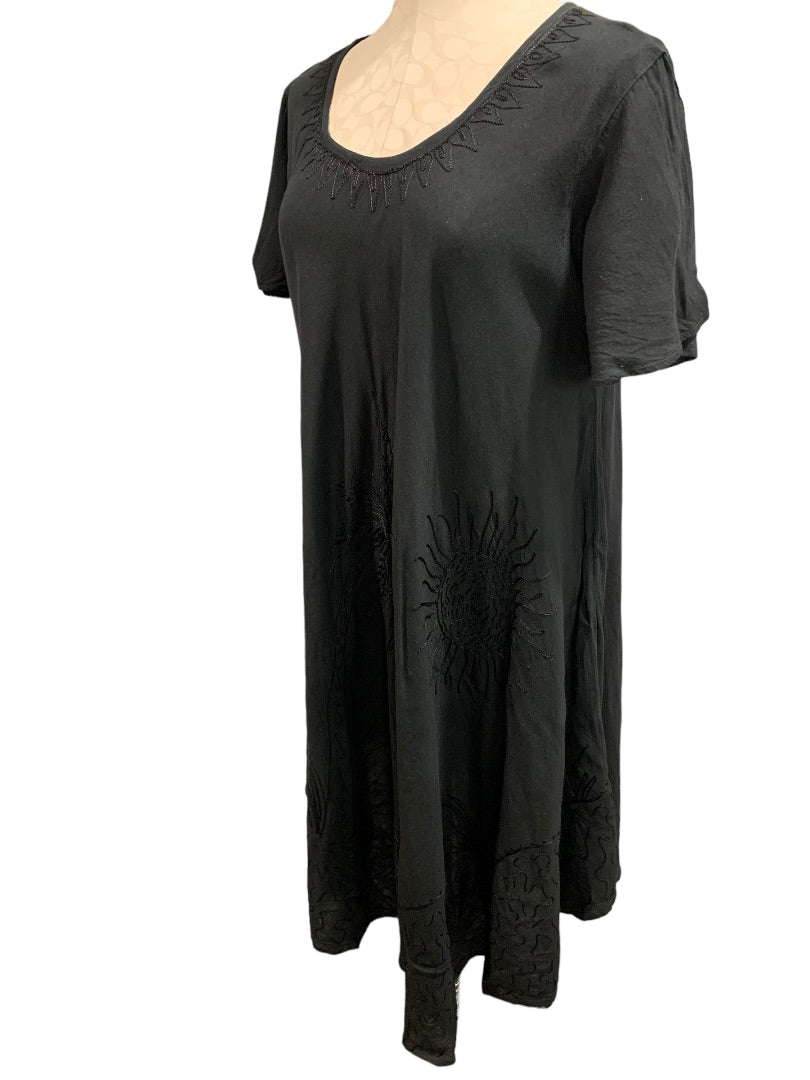 Free Size India Boutique Lightweight Black Pullover New Dress Slightly Sheer