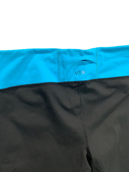 Small VSX Victoria's Secret Sport Leggings Black Teal Waistband Ankle Length 27 Inch Inseam