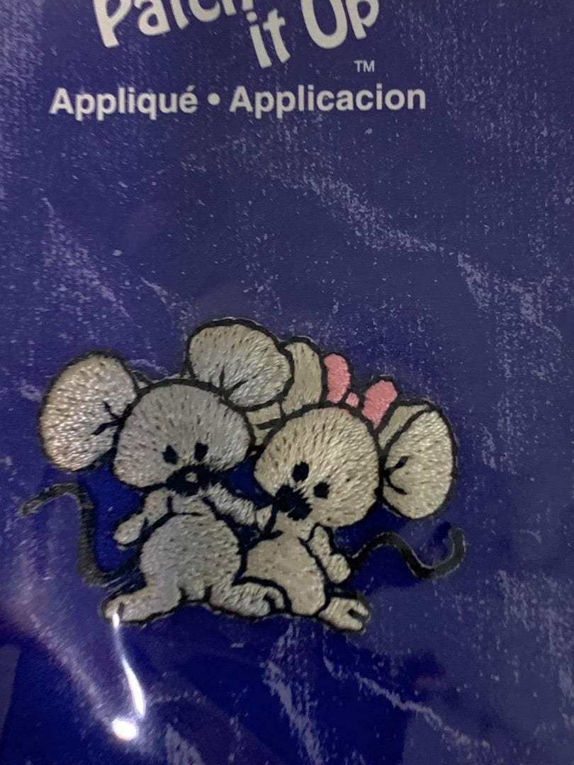 Patch it Up Application Mice Mouse Iron On Rayon 1.5" Sewing Novelty New