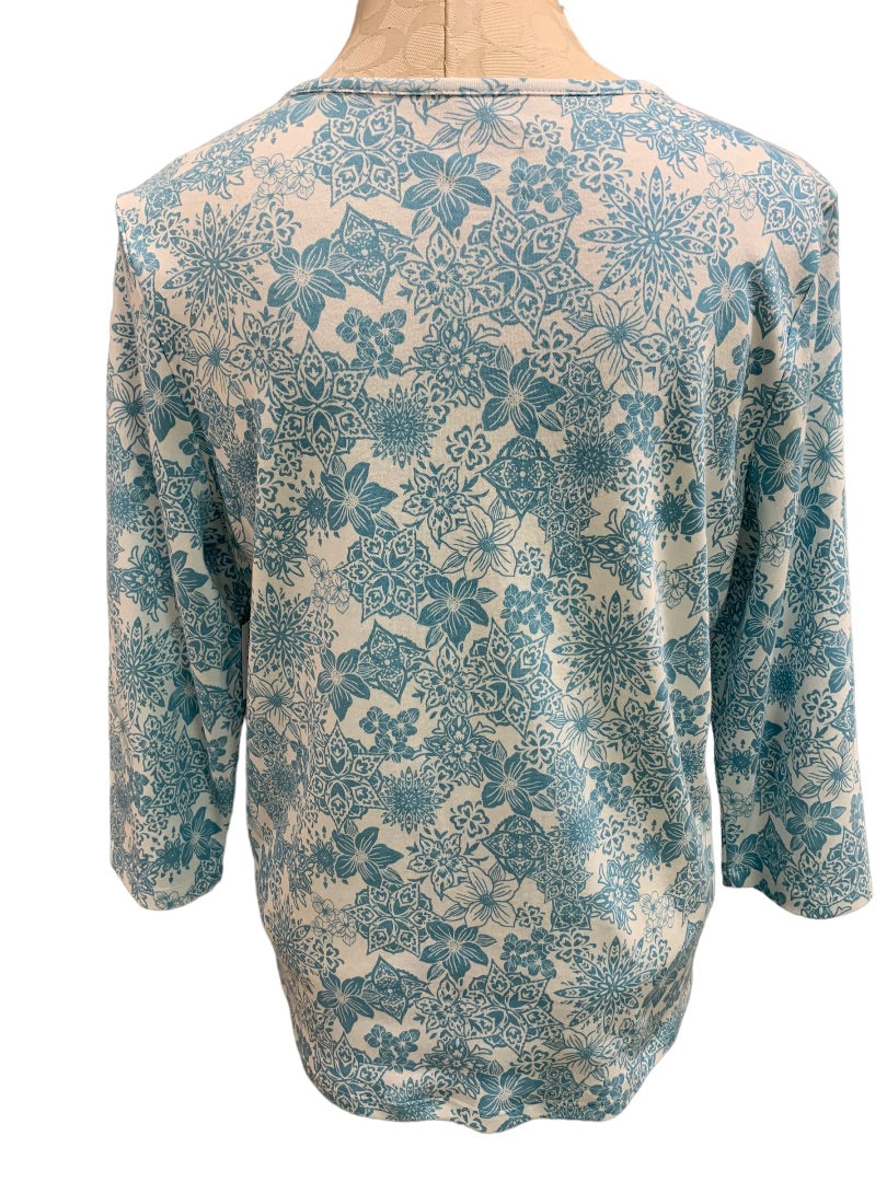 Large Petite Hastings & Smith Women's Pullover Print Top 3/4 Sleeve