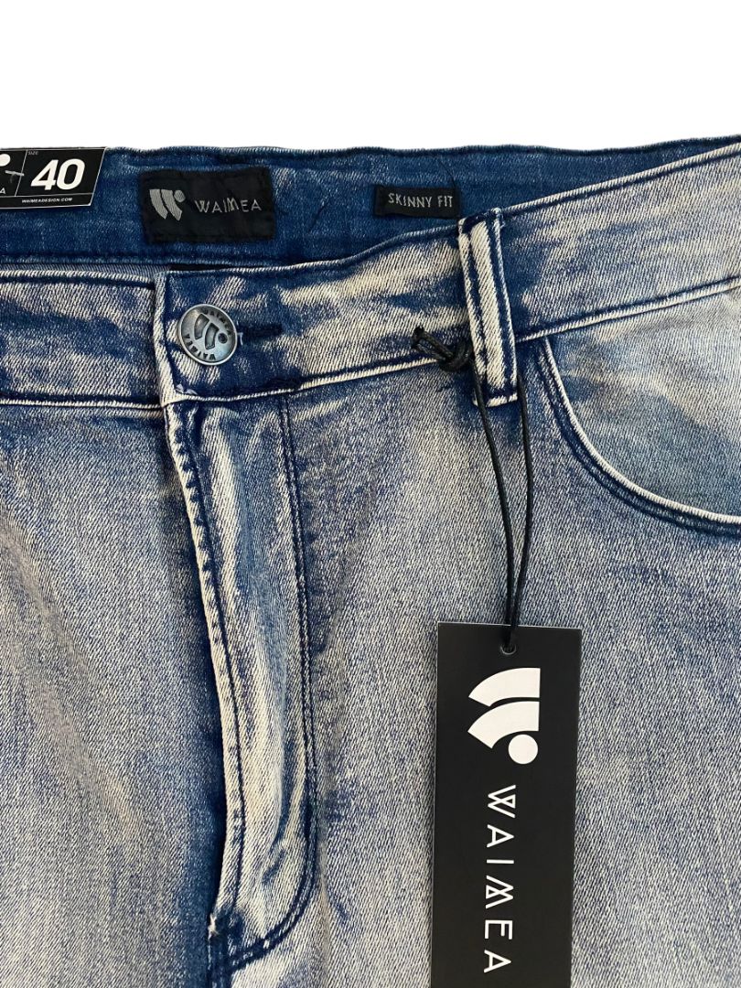 40 Waimea Casual Denim Jeans Distressed Skinny Fit Medium Wash Men's NWT