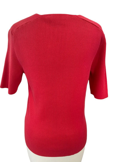 Medium Tory Burch Red Short Sleeve Ribbed Sweater