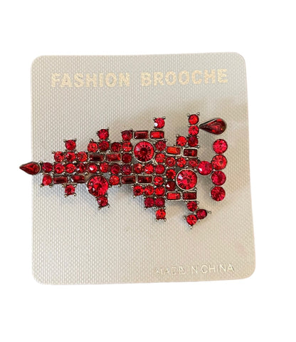 Fashion Brooche Multiple Red Cluster Pin Silvertone Setting Cluster Brooch