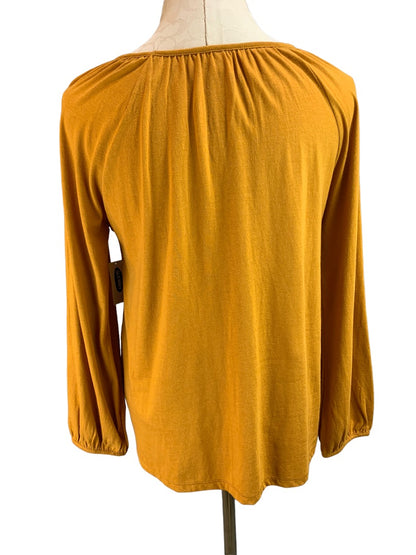 Small Old Navy Women's New Gold Jersey Knit Long Sleeve Top Shirt