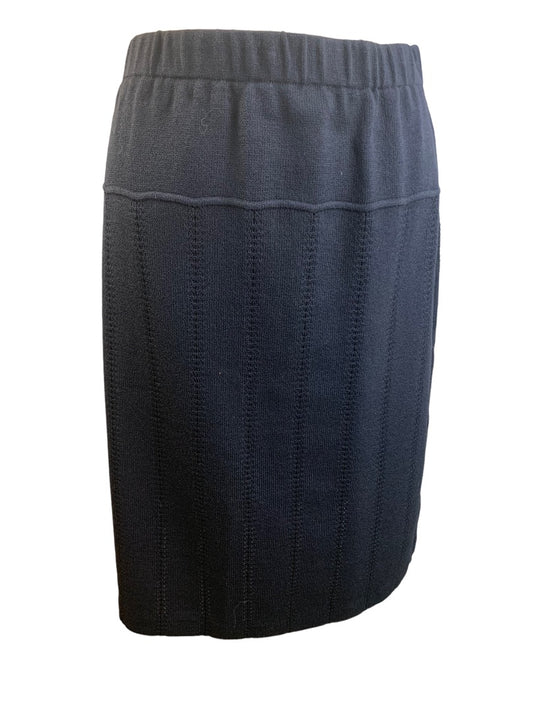 Medium St. John Sport Pull On Black Black Woven Knit Skirt