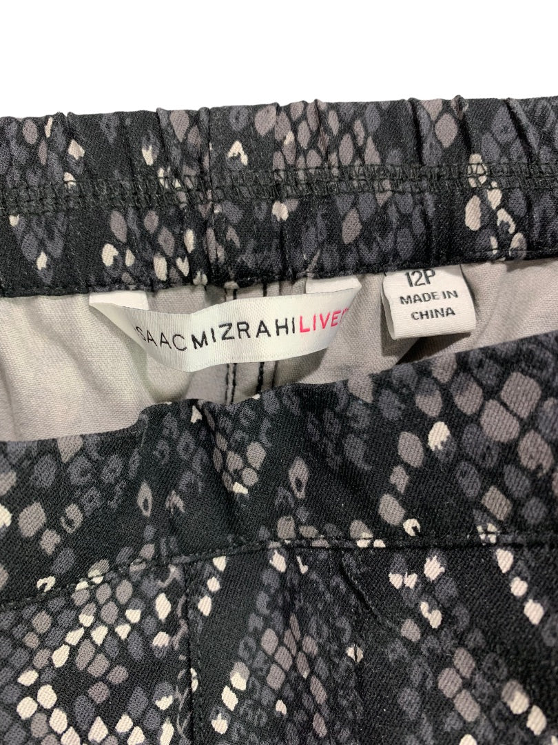 12P Isaac Mizrahi Live! Women's Black Snakeskin Print Jeggings Ankle Length