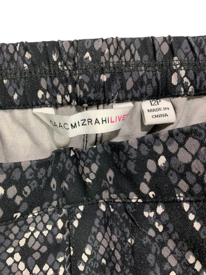 12P Isaac Mizrahi Live! Women's Black Snakeskin Print Jeggings Ankle Length