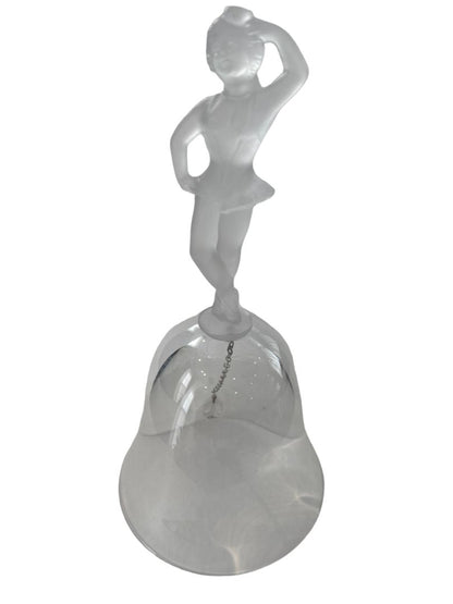 Vintage Ballerina Clear Frosted Glass Bell Hand bell