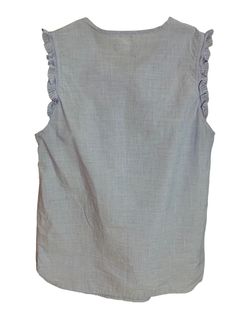 Size 00 J.Crew Women's Light Blue Cotton Margo Blouse Sleeveless G7708