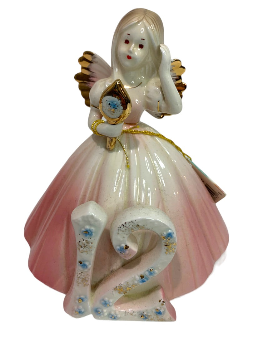 Josef Original 12 Years  Porcelain Birthday Angel Girl Figurine 5.5"h Hang Tag