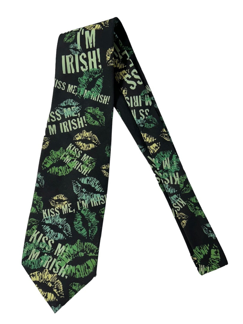 Ralph Marlin Men's Polyester Necktie "Kiss Me I'm Irish" 57" Length Tie Novelty