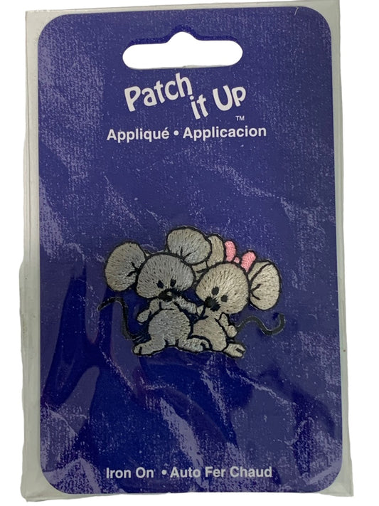 Patch it Up Application Mice Mouse Iron On Rayon 1.5" Sewing Novelty New