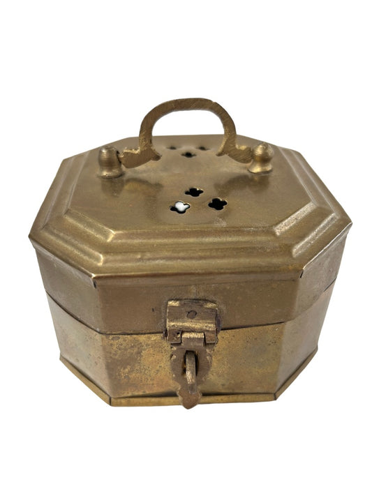 Hosley Solid Brass Cricket Box Hinged Trinket Box Metal Handle