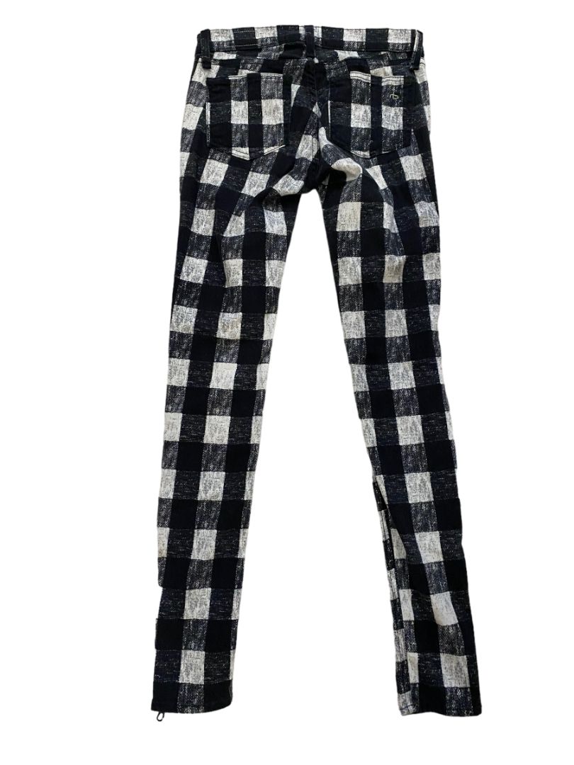 24 Rag & Bone Black and White Checked Skinny Jeans Zippers