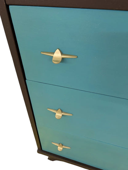 Midcentury Modern ReFab Dresser Painted Teal Brown Mainline by Hooker