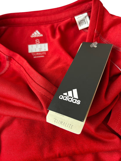 Small Adidas Red Climalite Women's V-Neck Activewear Shirt New