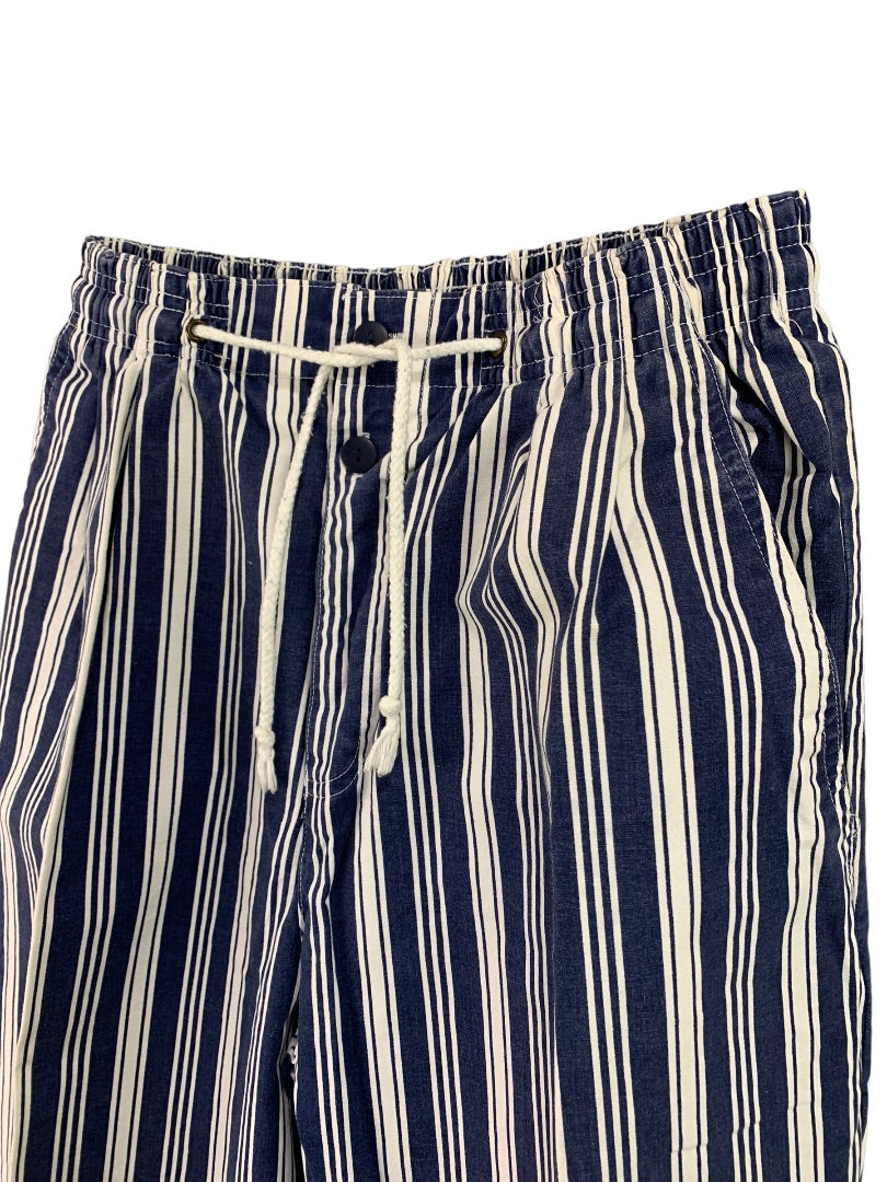 Medium Gap Women's Pull On Navy Blue White Stripe Pants Pockets Y2K