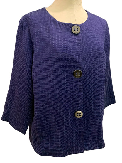 Large Chico's Women's Travel Collection New Texture Button Up Mandy Jacket Astral Aura Purple