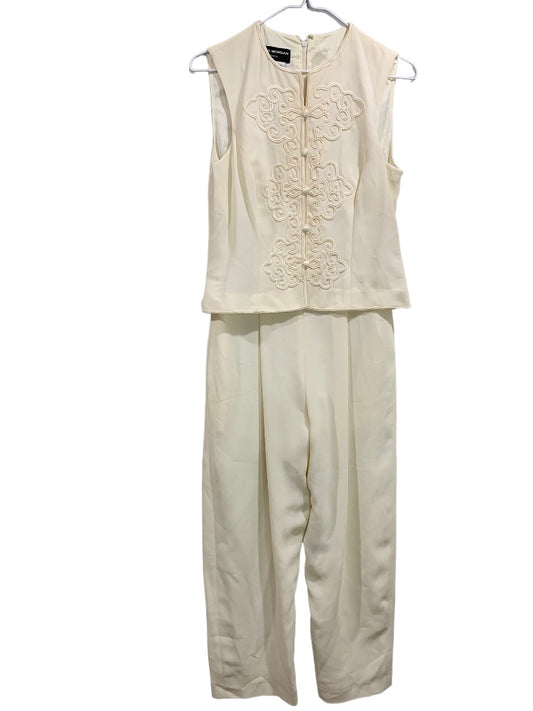 Size 8 Donna Morgan Ivory Soutache Vintage 1990s 2 Piece Suit Vest Pants New