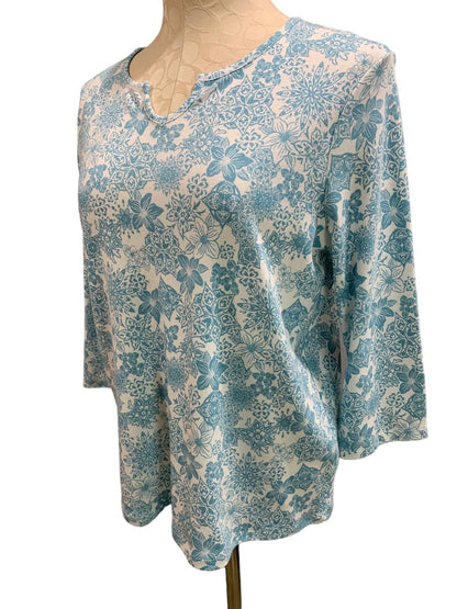 Large Petite Hastings & Smith Women's Pullover Print Top 3/4 Sleeve