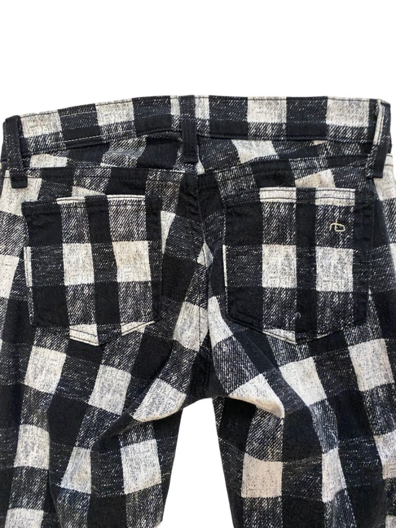 24 Rag & Bone Black and White Checked Skinny Jeans Zippers