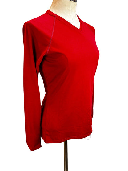 Small Adidas Red Climalite Women's V-Neck Activewear Shirt New