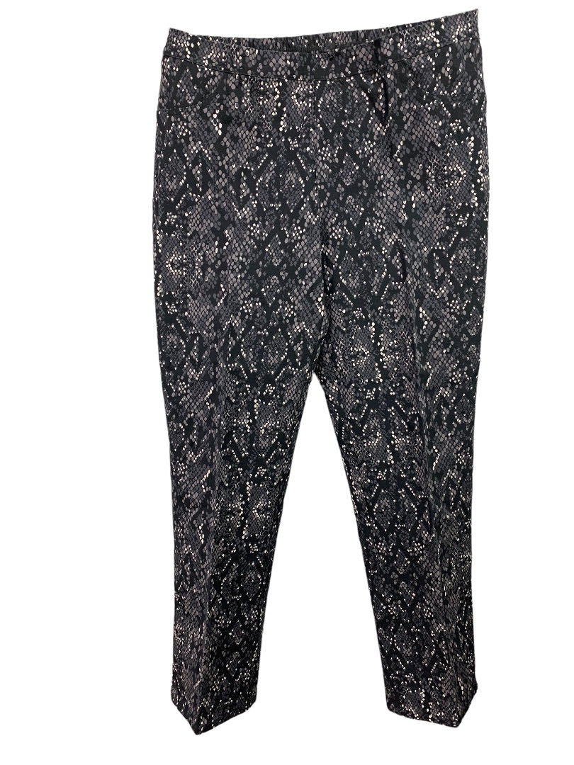 12P Isaac Mizrahi Live! Women's Black Snakeskin Print Jeggings Ankle Length