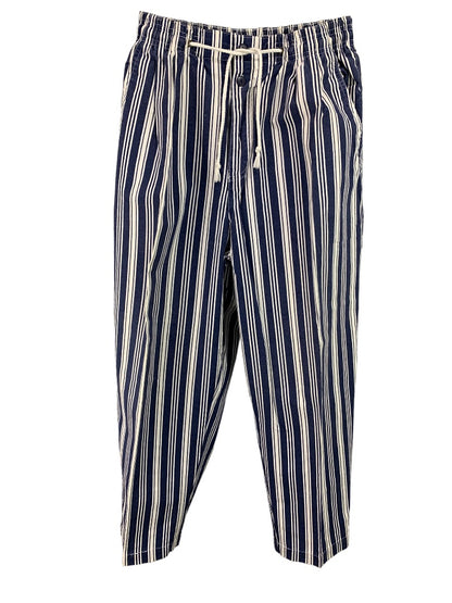 Medium Gap Women's Pull On Navy Blue White Stripe Pants Pockets Y2K