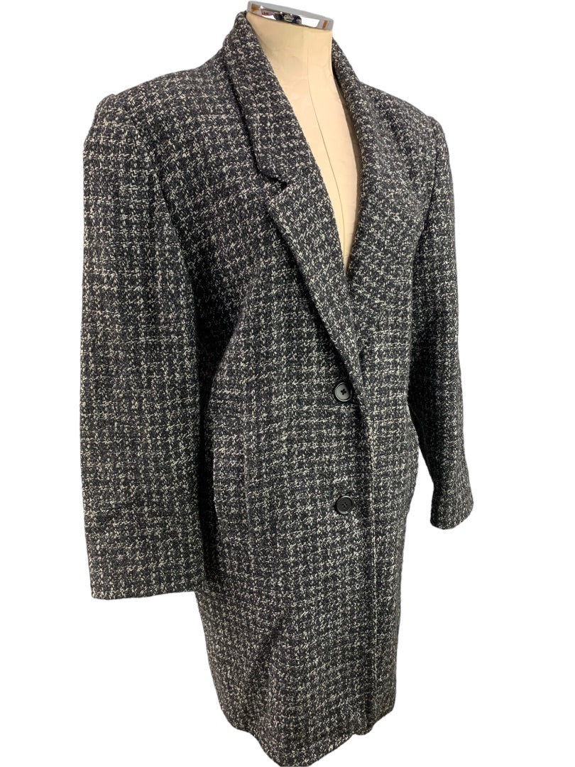 Size 5/6 Peabody House Women's Black White Tweed Coat Vintage 1990